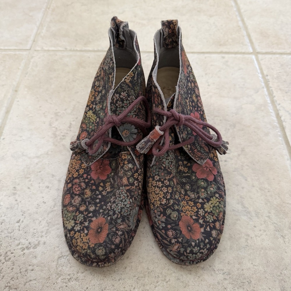 Hush Puppies Floral Ankle Boots in Black with Multicolor Blooms